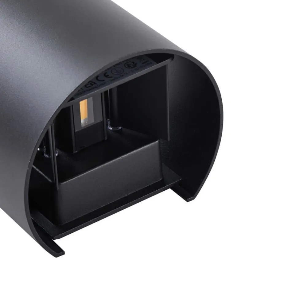 Lindby Terrassebelysning|Væglamper>LED udendørs væglampe Nivar, rund, sort, IP54