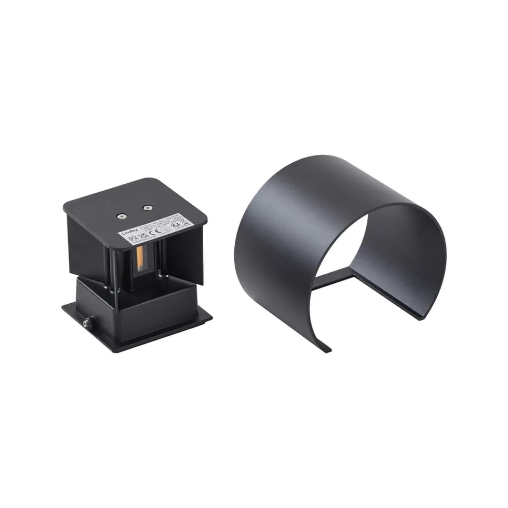 Lindby Terrassebelysning|Væglamper>LED udendørs væglampe Nivar, rund, sort, IP54