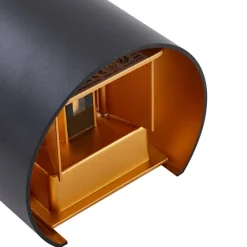 LED udendørs væglampe Nivar, rund, sort/guld, IP54^Lindby