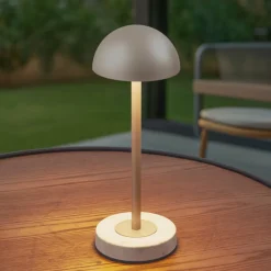 LED-batteridrevet bordlampe Pippin, guld/travertin, IP44^Lindby Discount