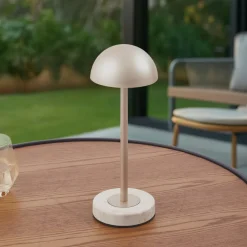 LED-batteridrevet bordlampe Pippin, guld/travertin, IP44^Lindby Discount