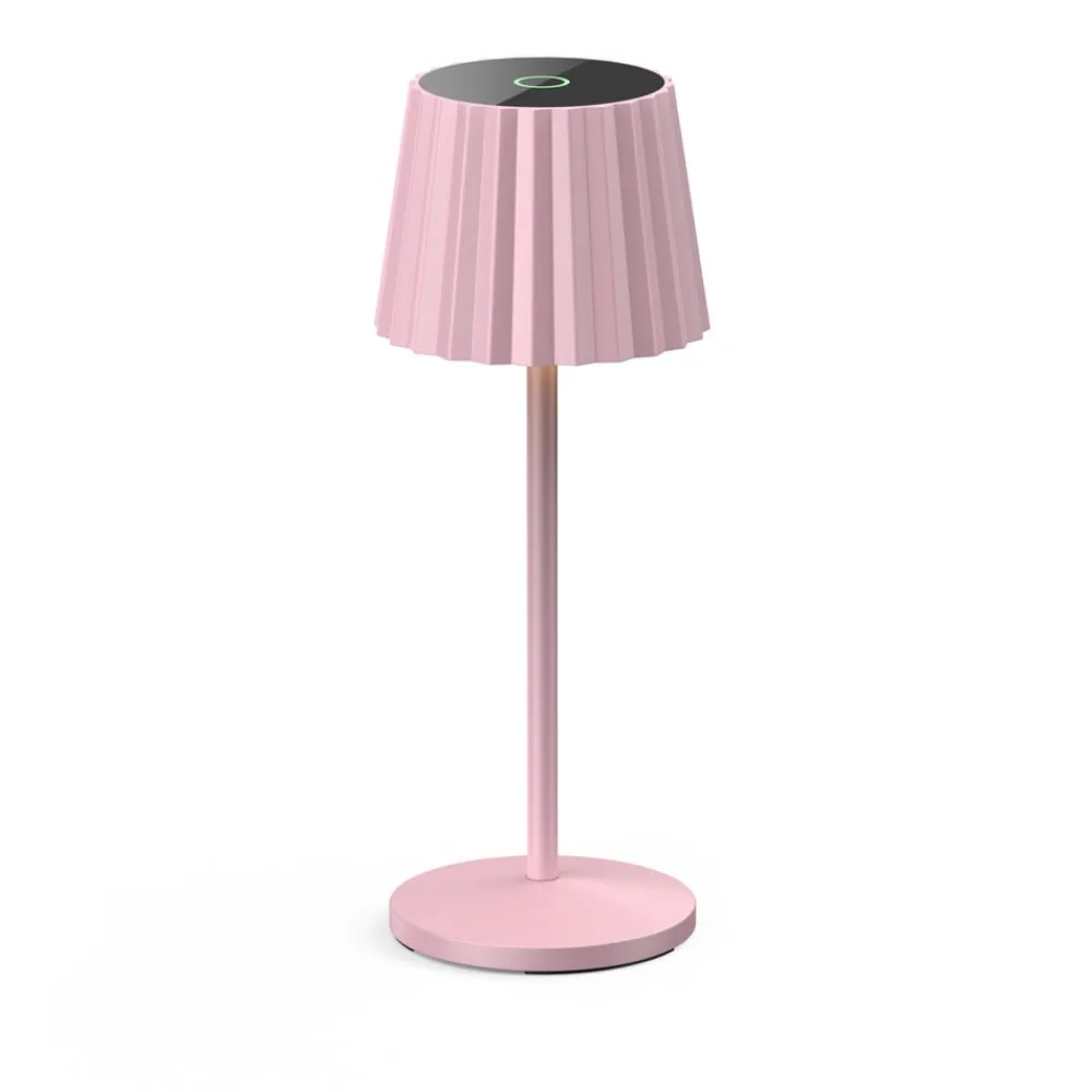 Lindby LED-batteridrevet bordlampe Esali, pink, metal, IP54