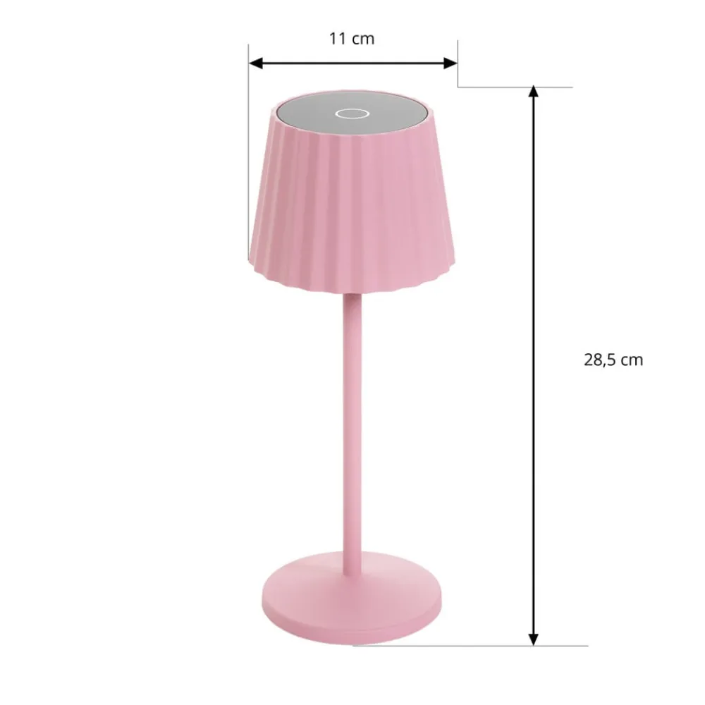 Lindby LED-batteridrevet bordlampe Esali, pink, metal, IP54