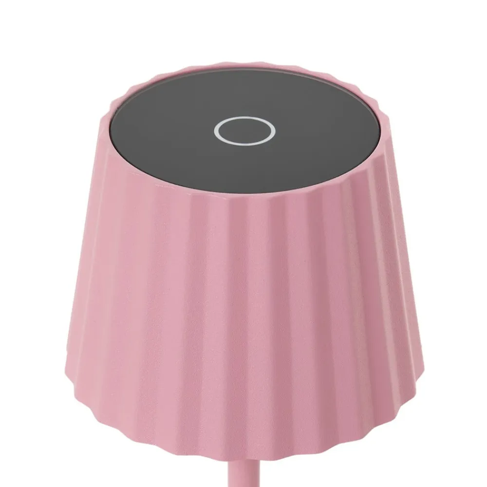 Lindby LED-batteridrevet bordlampe Esali, pink, metal, IP54