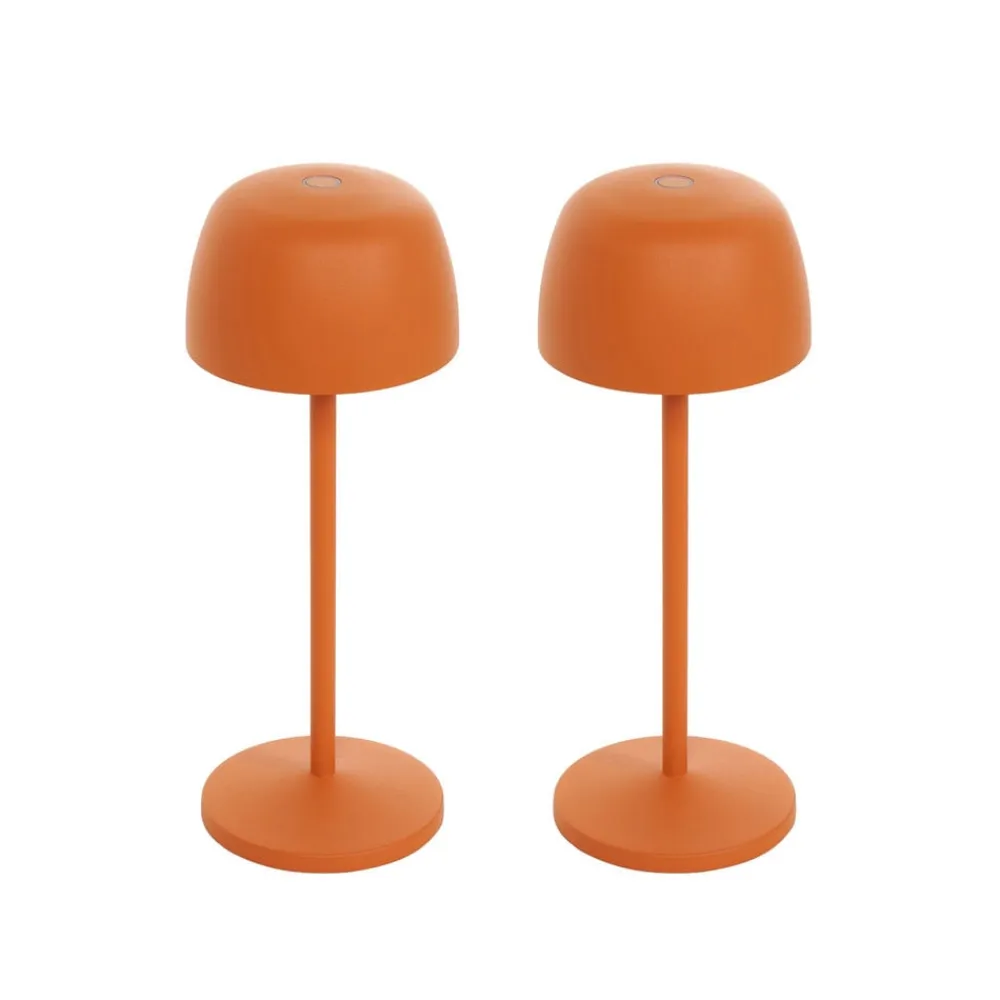 Lindby LED-bordlampe Areitty, orange, sæt med 2, aluminium