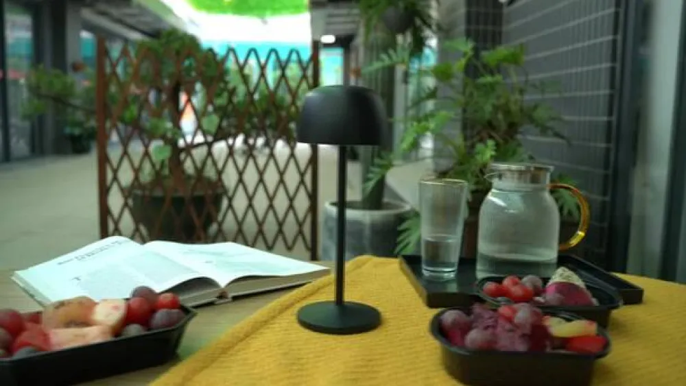 LED-bordlampe Arietty, sort, dæmpbar, IP65^Lindby Clearance