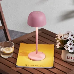Lindby LED-bordlampe Arietty, pink, dæmpbar, IP54