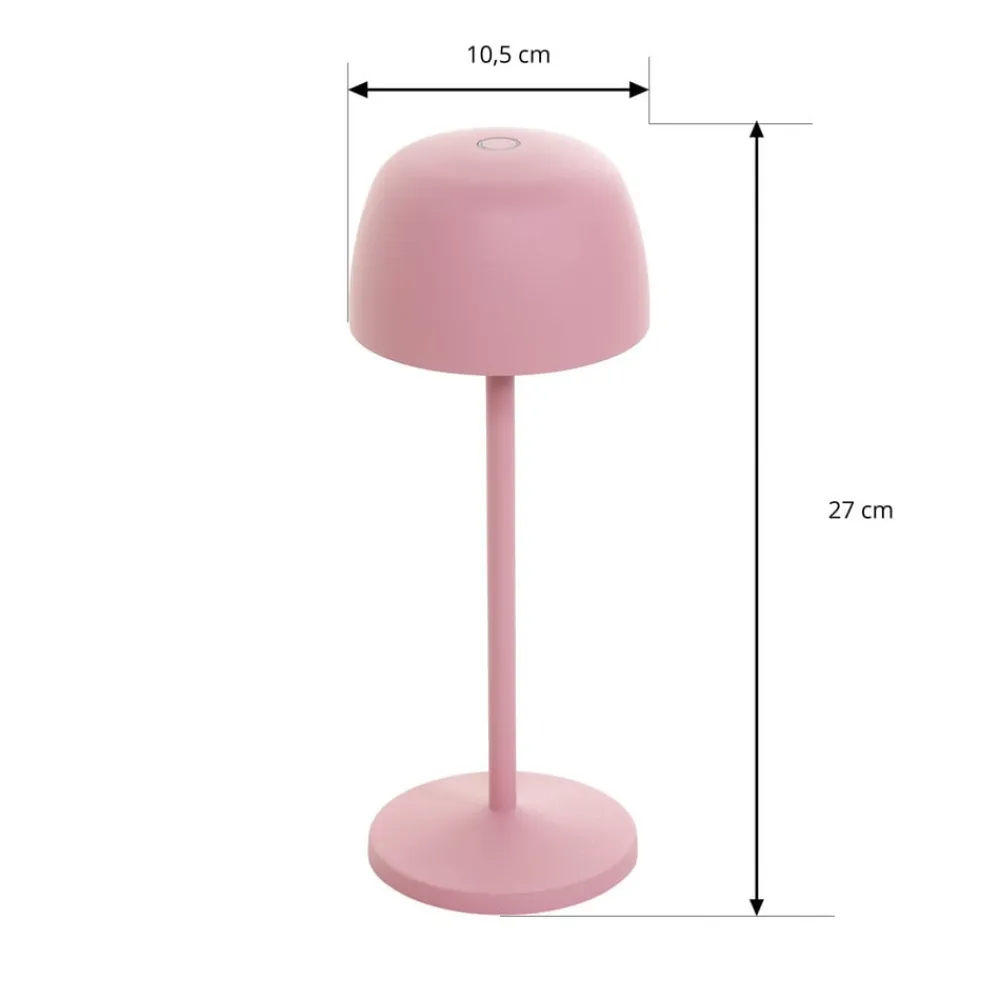 Lindby LED-bordlampe Arietty, pink, dæmpbar, IP54