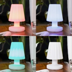 Lindby LED-bordlampe Jovem, hvid, plast, RGB