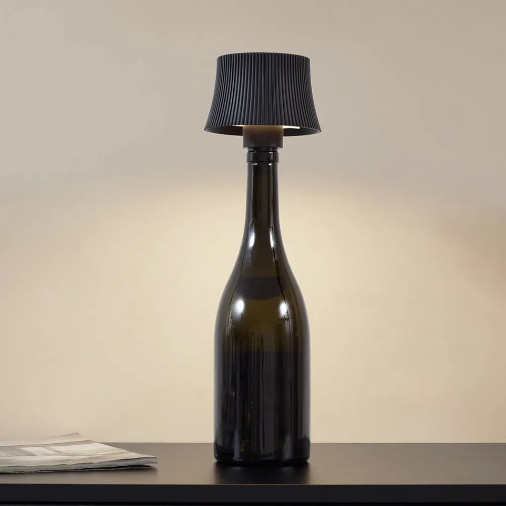 Lindby Terrassebelysning>LED-bordlampe Linor, sort, USB, touch-dimmer