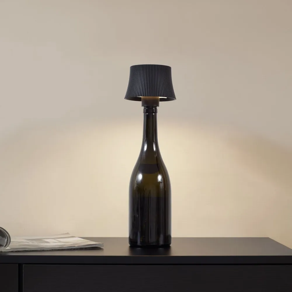 Lindby Terrassebelysning>LED-bordlampe Linor, sort, USB, touch-dimmer