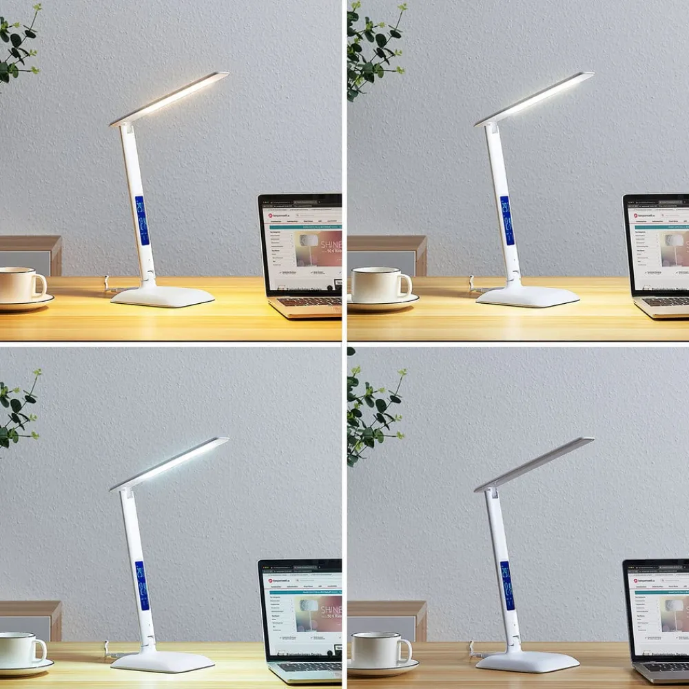 Lindby Arbejdsrum/Kontor|Bordlamper>LED-bordlampe Ludmilla, højde 34 cm, hvid, display