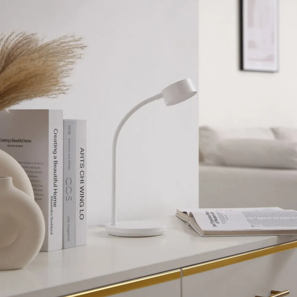 Lindby Arbejdsrum/Kontor|Gang>LED-bordlampe Maori, hvid, metal, CCT, dæmpbar