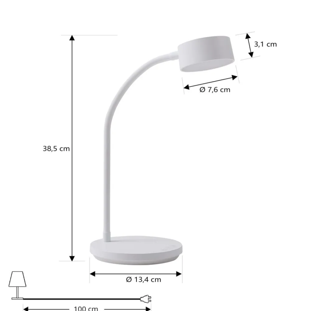 Lindby Arbejdsrum/Kontor|Gang>LED-bordlampe Maori, hvid, metal, CCT, dæmpbar