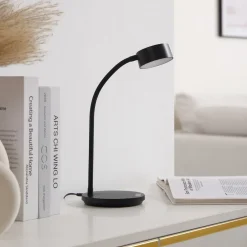 Lindby LED-bordlampe Maori, sort, CCT, metal, dæmpbar