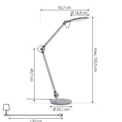 LED-bordlampe Nyxaris, grå, metal, CCT, 50 cm^Lindby Hot