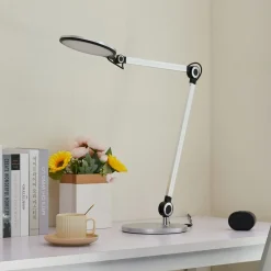 LED-bordlampe Nyxaris, sølv, metal, CCT, 50 cm^Lindby