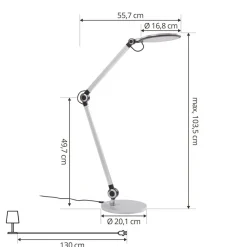 LED-bordlampe Nyxaris, sølv, metal, CCT, 50 cm^Lindby
