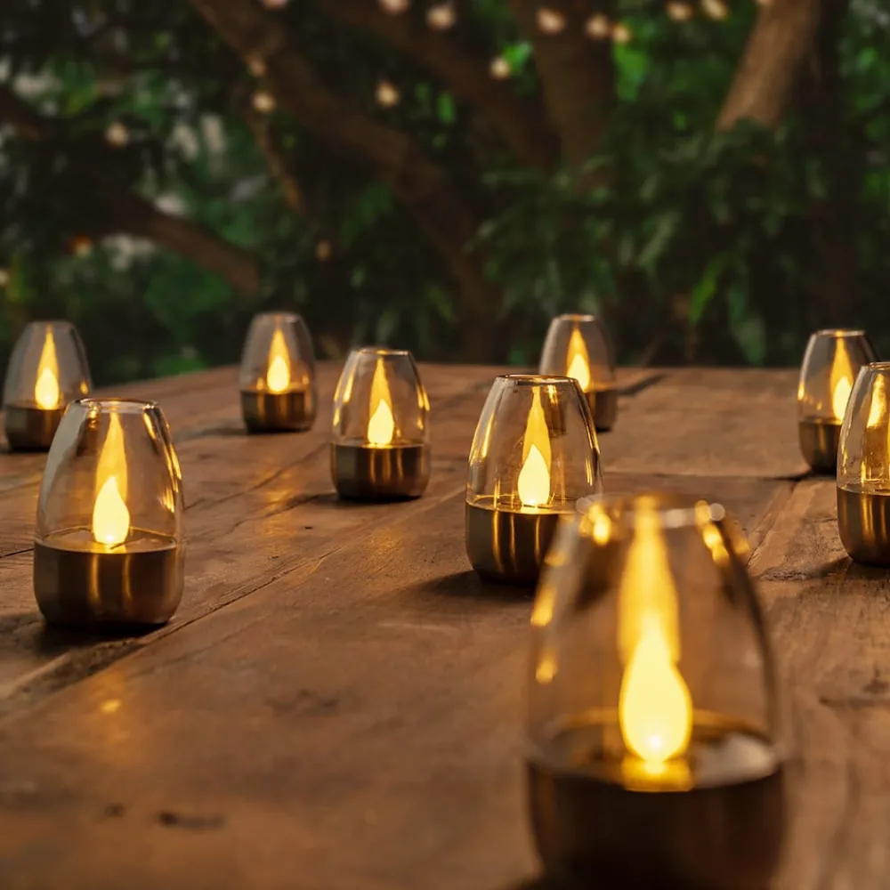 Lindby LED-bordlampe Pedas, sæt med 10, grå