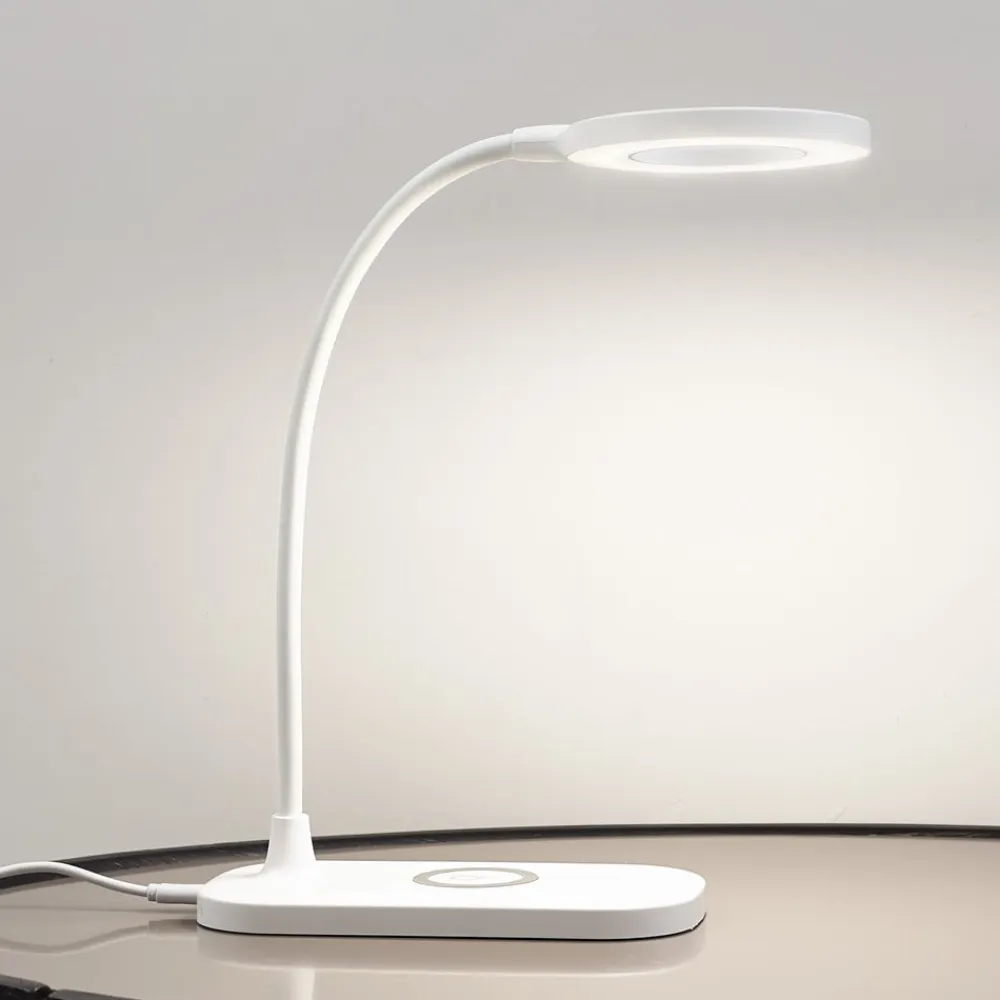 Lindby Arbejdsrum/Kontor|Bordlamper>LED-bordlampe Siona, hvid, CCT, dæmpbar, ladestation