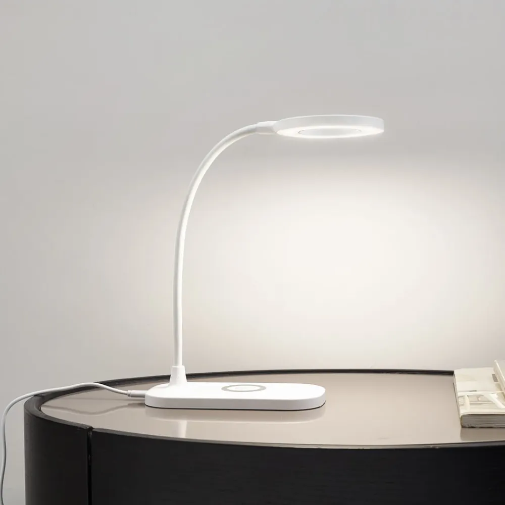 Lindby Arbejdsrum/Kontor|Bordlamper>LED-bordlampe Siona, hvid, CCT, dæmpbar, ladestation