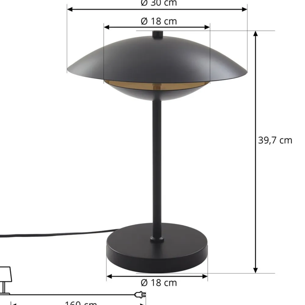 Lindby Pendellamper|Bordlamper>LED-bordlampe Tiama, metal, sort/guld, Ø 30 cm