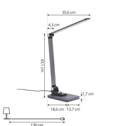 LED-bordlampe Valtaris, grå, aluminium, CCT, dæmpbar^Lindby Clearance