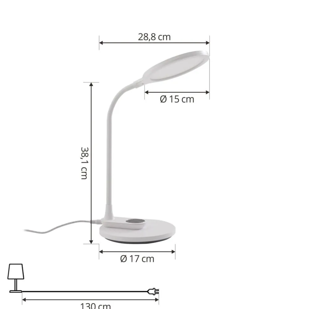Lindby LED-bordlampe Valtaria, hvid, CCT, dæmpbar