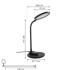 Lindby LED-bordlampe Valtaria, sort, CCT, dæmpbar