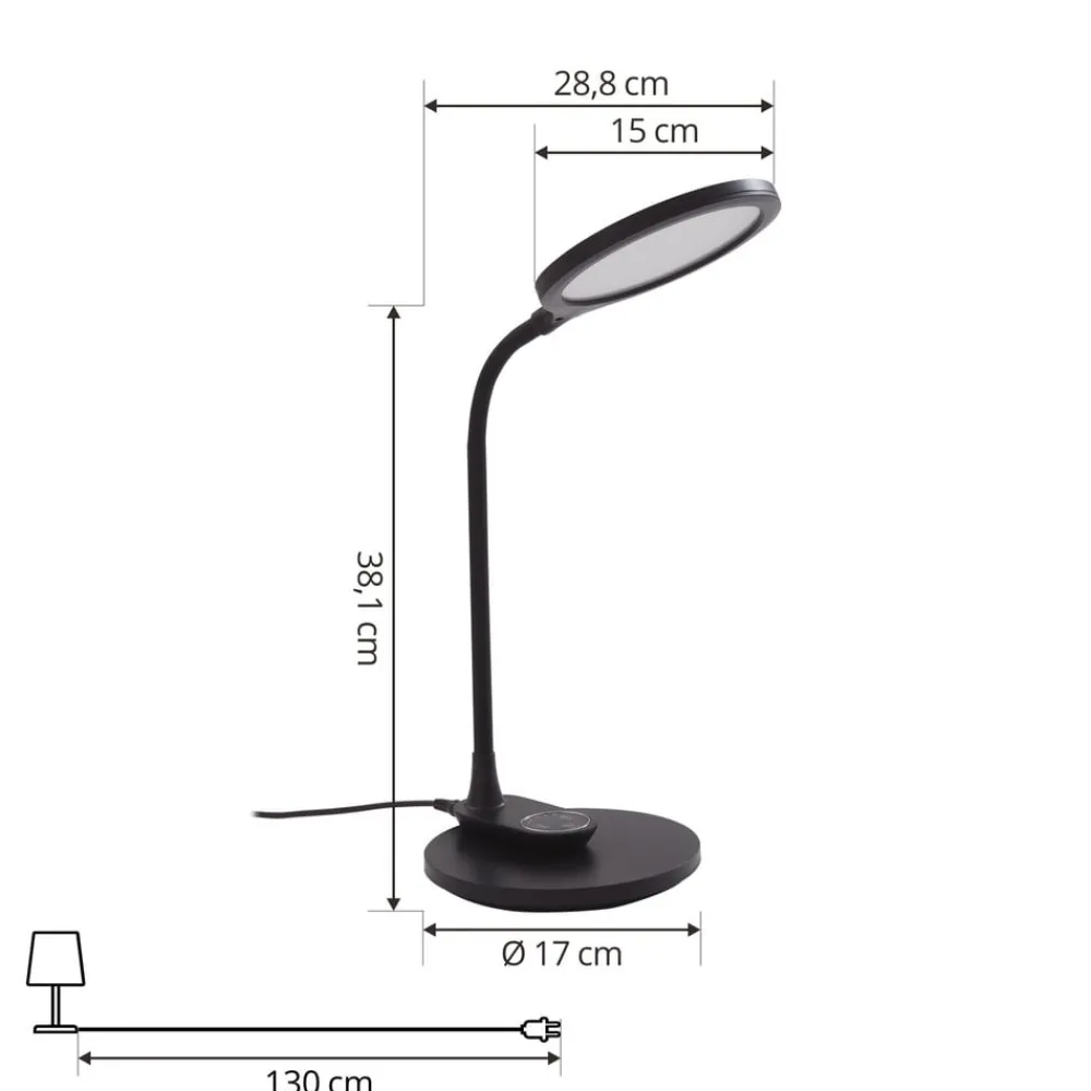 Lindby LED-bordlampe Valtaria, sort, CCT, dæmpbar