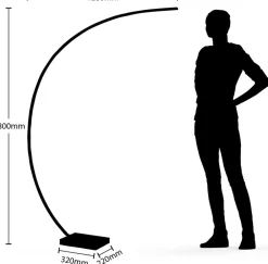 Lindby LED-buelampe Kendra, sort, aluminium, højde 180 cm