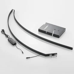 Lindby LED-buelampe Kendra, sort, aluminium, højde 180 cm