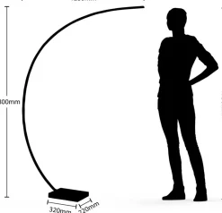 Lindby LED-buelampe Kendra, hvid, aluminium, højde 180 cm