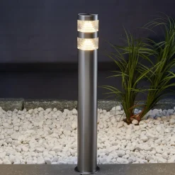 Lindby LED-gadelampe Lanea, 60 cm, grå, stål, IP44