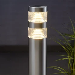 Lindby LED-gadelampe Lanea, 60 cm, grå, stål, IP44