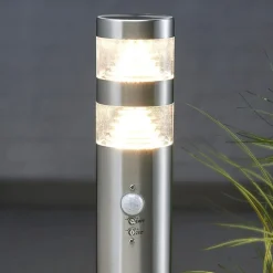 Lindby LED-gadelampe Lanea, 60 cm, grå, sensor, IP44