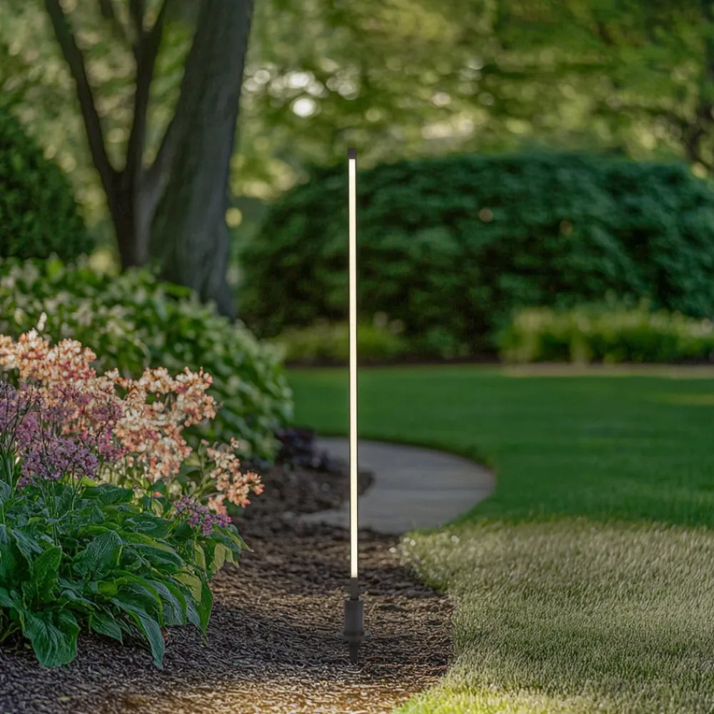 Lindby LED-gadelampe Neano, 120 cm, sort, metal, IP65