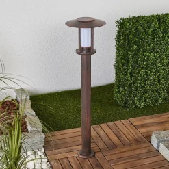 LED-gadelampe Pavlos, 76 cm, rustfarvet, stål^Lindby Online