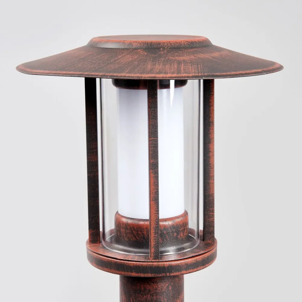 LED-gadelampe Pavlos, 76 cm, rustfarvet, stål^Lindby Online