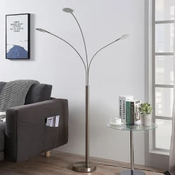 Lindby Pendellamper|Gulvlamper>LED-gulvlampe Anea, 168 cm, 3 lyskilder, nikkelfarvet