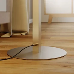 Lindby LED-gulvlampe Auron, nikkelfarvet, metal, touchdæmper