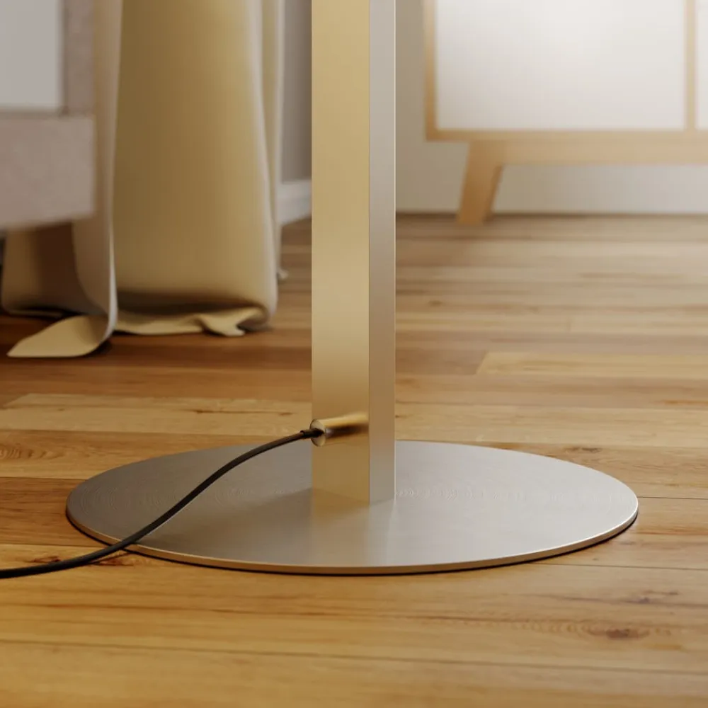 Lindby LED-gulvlampe Auron, nikkelfarvet, metal, touchdæmper