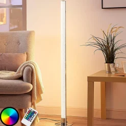 LED-gulvlampe Hadis, RGB, fjernbetjening, hvid, 120 cm^Lindby Sale