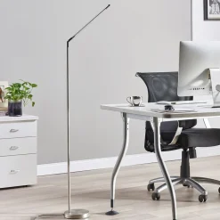 Lindby LED-gulvlampe Jabbo, 163 cm, nikkel, metal