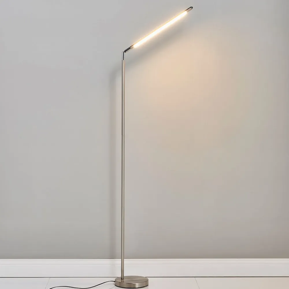 Lindby LED-gulvlampe Jabbo, 163 cm, nikkel, metal
