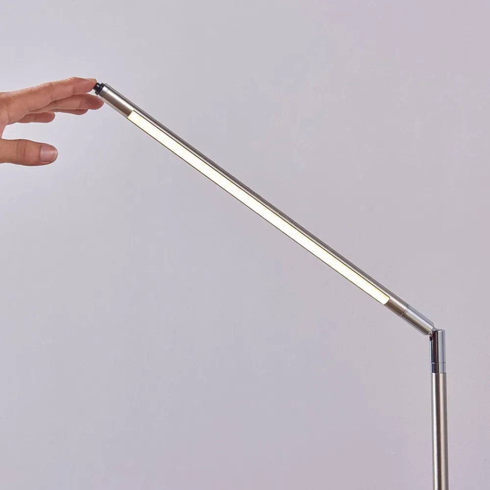 Lindby LED-gulvlampe Jabbo, 163 cm, nikkel, metal