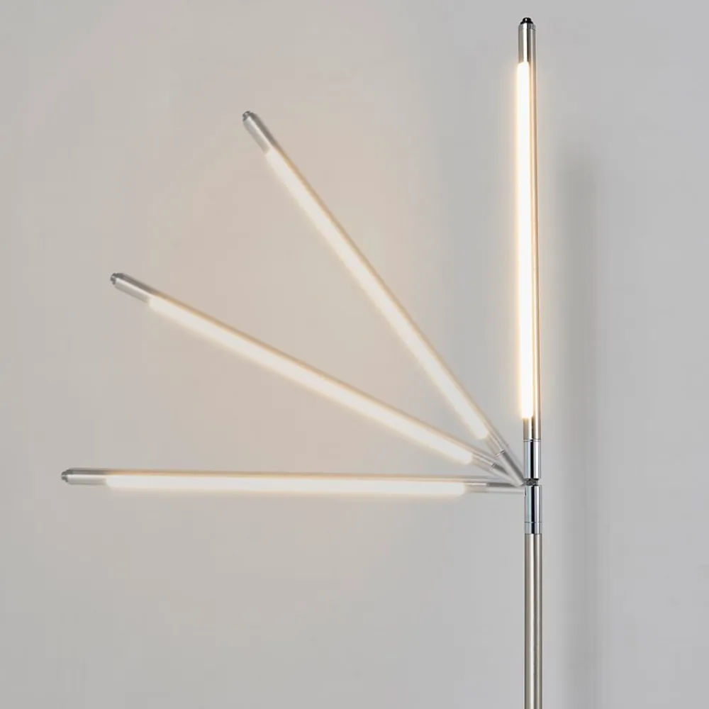 Lindby LED-gulvlampe Jabbo, 163 cm, nikkel, metal