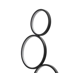 Lindby LED-gulvlampe Jacek, sort, metal, 110 cm, ringe