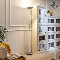 LED-gulvlampe Josefin, nikkel, læselampe, dæmpbar^Lindby Clearance