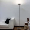 Lindby LED-gulvlampe Malea, nikkelfarvet, dæmpbar, 180 cm